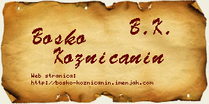 Boško Kozničanin vizit kartica